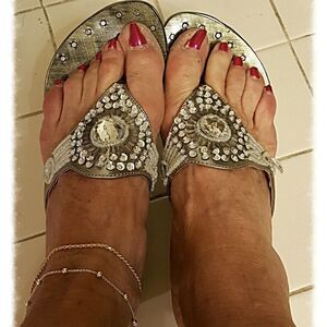 JEWELED METALLIC SANDALS